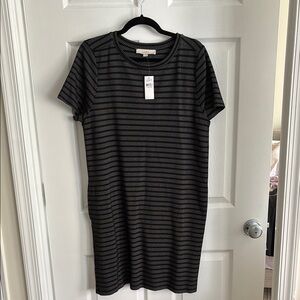 LOFT Black Striped Dress